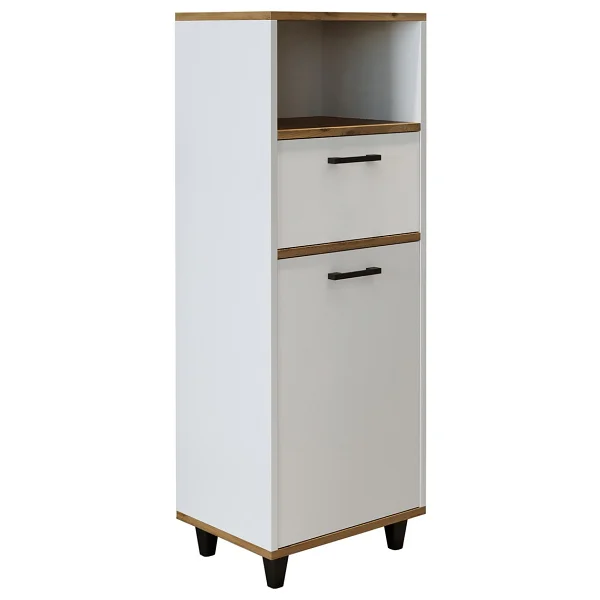 Roomart Çamaşır Sepetli Banyo Dolabı, Çok Amaçlı Çekmeceli Dolap 45 Cm Beyaz - Görsel 9