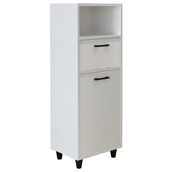 Roomart Çamaşır Sepetli Banyo Dolabı, Çok Amaçlı Çekmeceli Dolap 45 Cm Beyaz - Görsel 10