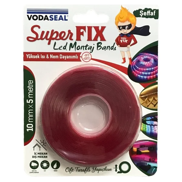 Vodaseal Cift Tarafli Led Montaj Banti Seffaf 10 Mm X 5 Mt - Görsel 3