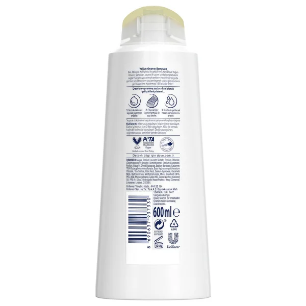 Dove Ultra Care Yoğun Onarıcı 600 ml 3 Adet Şampuan - Görsel 9