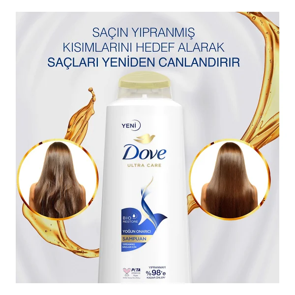 Dove Ultra Care Yoğun Onarıcı 600 ml 3 Adet Şampuan - Görsel 4