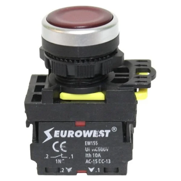 Eurowest EW-55-01L 1NC Yaylı LED Işıklı Stop Butonu (Kırmızı) - Görsel 3