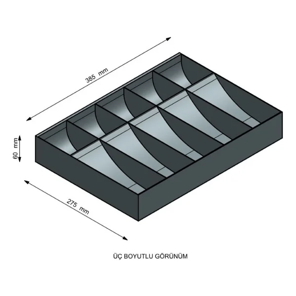 Çetka Komple Metal Kırılmaz Çekmece Ici Para Düzenleyici 5 Banknot 5 Bozuk Kırılmaz Para Bölmeli 38,5 x 27,5 x 6 cm - Görsel 4
