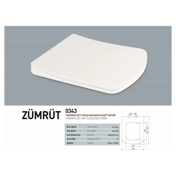 Nkp Zümrüt Thermoplast Yavaş Kapanır Klozet Kapağı 0343 - Görsel 4