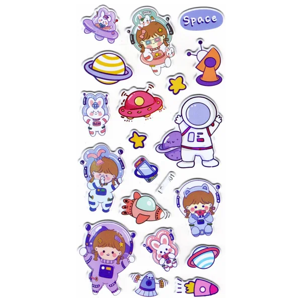 Limmy Sticker Kabartmalı Stiker Defter Planlayıcı Etiket LRH001 17 x 9 cm Space Astranot - Görsel 2