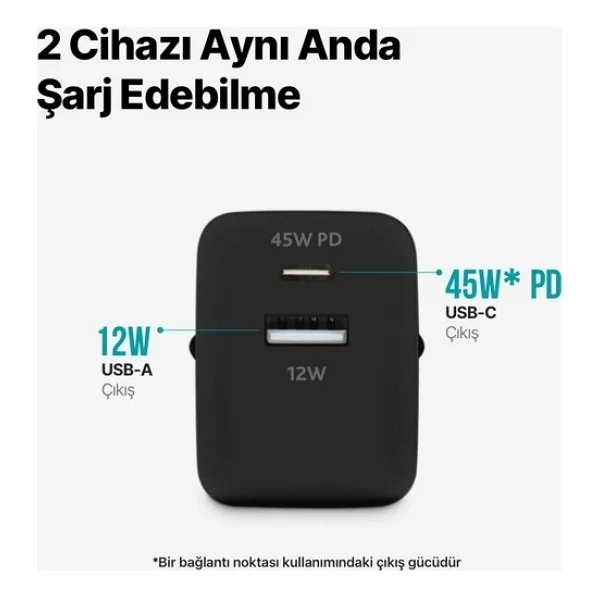 Ttec SmartCharger Duo 2SCP02 45 W Hızlı Şarj Adaptörü - Görsel 3