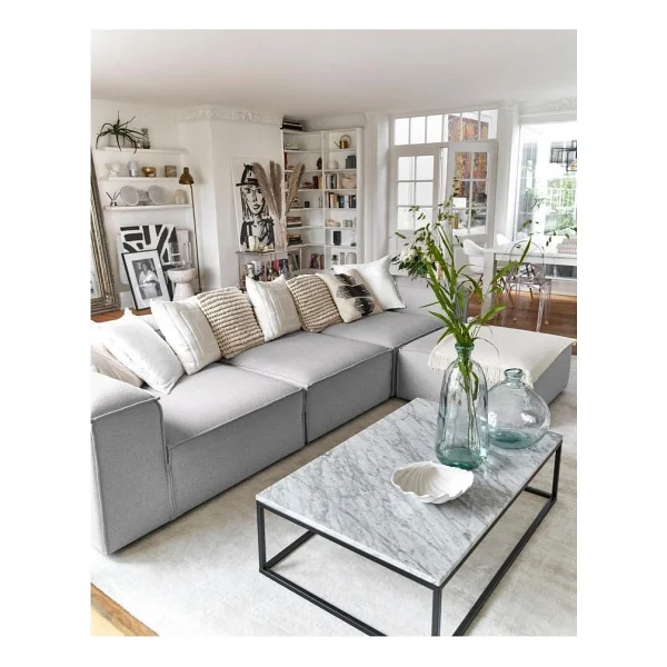 EDSY HOME Mira Relax 4 Modül Köşe Koltuk ( GRİ ) Keten Kumaş - Görsel 2