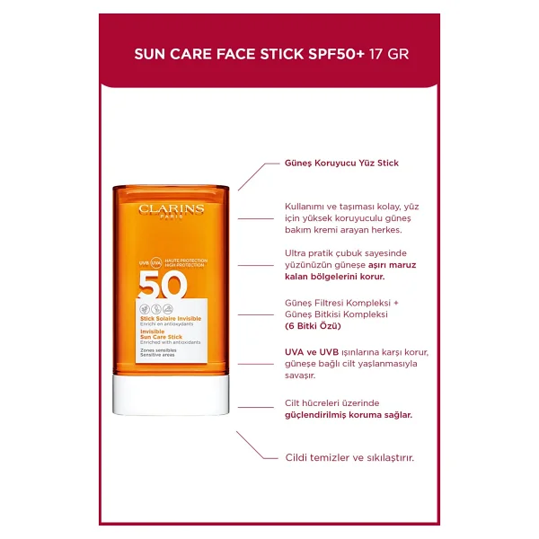 Clarins Sun Care Invisible 17 gr 50 Faktör Stick Güneş Kremi - Görsel 3
