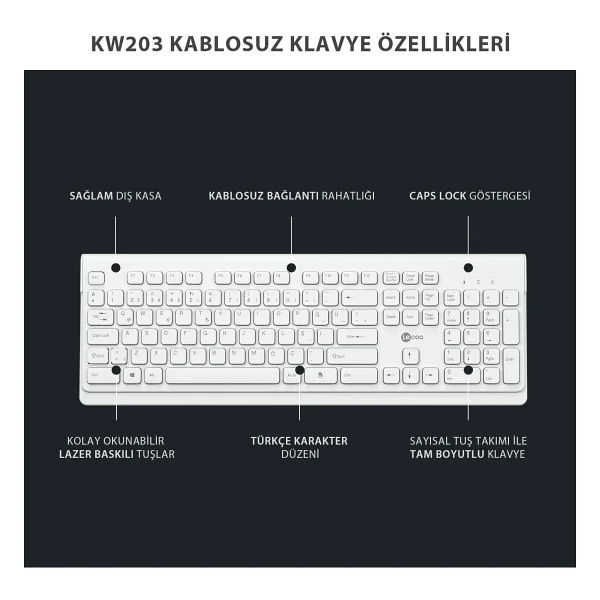 Lenovo Lecoo KW203 Kablosuz Klavye Mouse Seti - Görsel 7