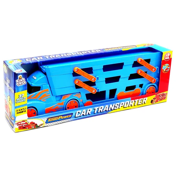 Farbu King Toys Yarış Parkurlu Taşıyıcı Tır Mavi 1033 Arabasız Mavi - Görsel 5