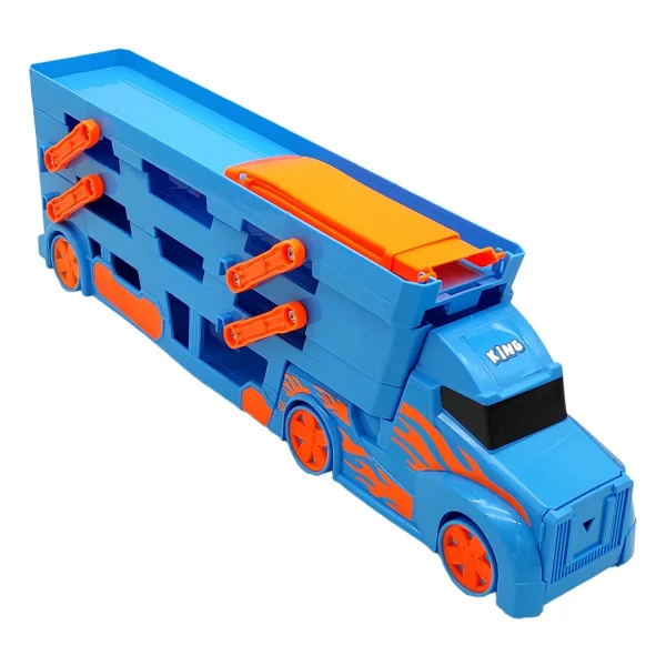 Farbu King Toys Yarış Parkurlu Taşıyıcı Tır Mavi 1033 Arabasız Mavi - Görsel 4
