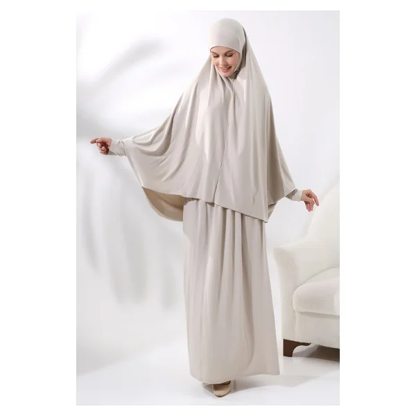 İhvan Online Iki Parça Pratik Namaz Elbisesi 8016 Krem - Standart - Görsel 2
