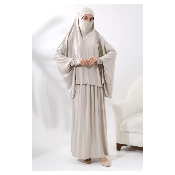 İhvan Online Iki Parça Pratik Namaz Elbisesi 8016 Krem - Standart - Görsel 3