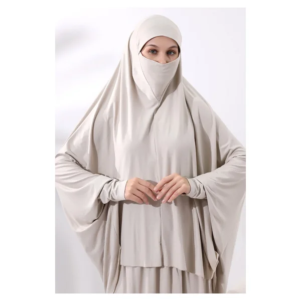 İhvan Online Iki Parça Pratik Namaz Elbisesi 8016 Krem - Standart - Görsel 4