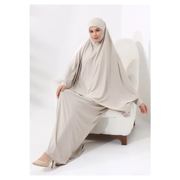 İhvan Online Iki Parça Pratik Namaz Elbisesi 8016 Krem - Standart - Görsel 5