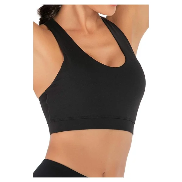 Ghassy Co. Kadın Çarpraz Sırt Detaylı Criss Cross Kaplı Yoga Egzersiz Fitness Spor Sütyeni SİYAH XS - Görsel 2
