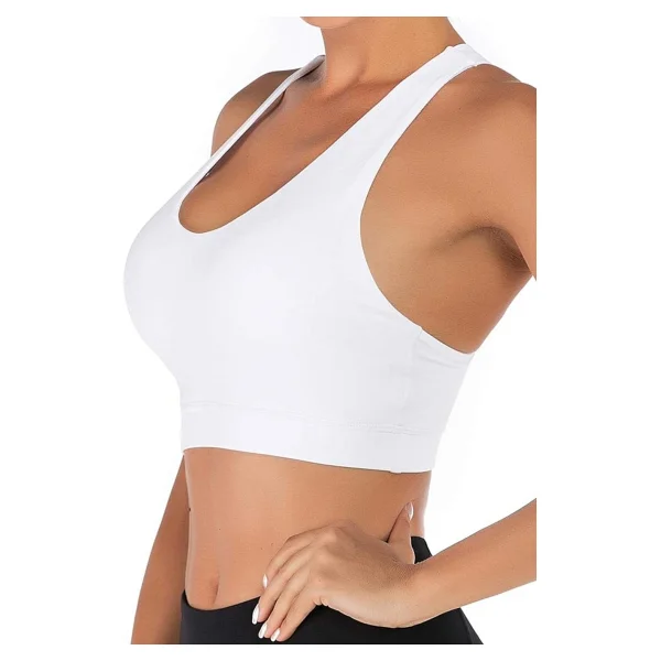 Ghassy Co. Kadın Çarpraz Sırt Detaylı Criss Cross Kaplı Yoga Egzersiz Fitness Spor Sütyeni BEYAZ XS - Görsel 2