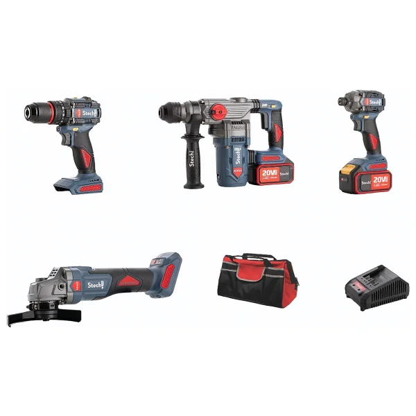 Stechend Profesyonel 4'lü Set Şarjlı Hilti - Şarjlı Taşlama - Şarjlı Darbeli Matkap - Şarjlı Toklu Matkap2 ADET 20V 4AH BATARYA - Görsel 6