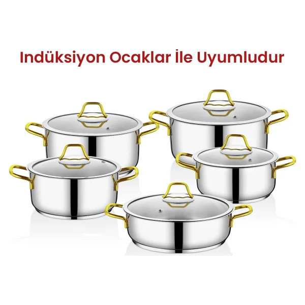 Kahramanlar Yağmur Platin 10 Parça Çelik Tencere Seti - Görsel 6