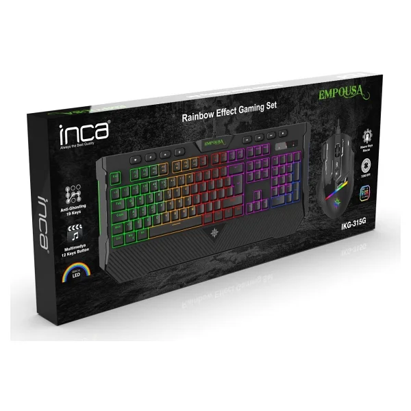 Inca Empousa IKG-315G RGB Kablolu Oyuncu Klavye Mouse Seti - Görsel 4