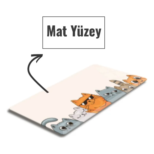 Decorita Cam Mouse Pad Cam Masa Matı Cool Cats Large 40cm X 80cm - Görsel 3