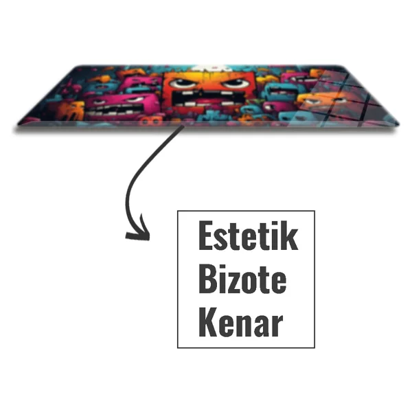 Decorita Cam Mouse Pad Cam Masa Matı Cute Monsters Large 40cm X 80cm - Görsel 2