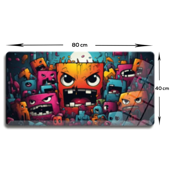 Decorita Cam Mouse Pad Cam Masa Matı Cute Monsters Large 40cm X 80cm - Görsel 3