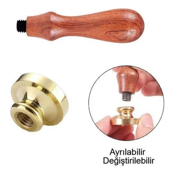 Muhurcum Muhur Mumu Damga 70 Mm Yuvarlak Bos Pirinc Kafa + Ahsap Sap R5799o70 - Görsel 2