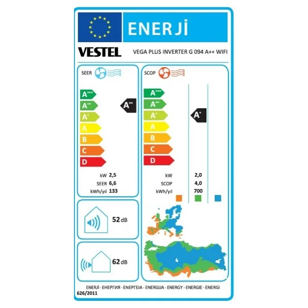 Vestel Vega Plus Inverter G 094 Wi-Fi A++ 9000 BTU Duvar Tipi Klima - Görsel 4