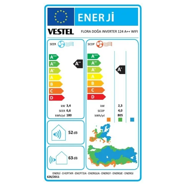 Vestel Flora Doğa Inverter 124 Wi-Fi A++ 12000 BTU Duvar Tipi Klima - Görsel 4