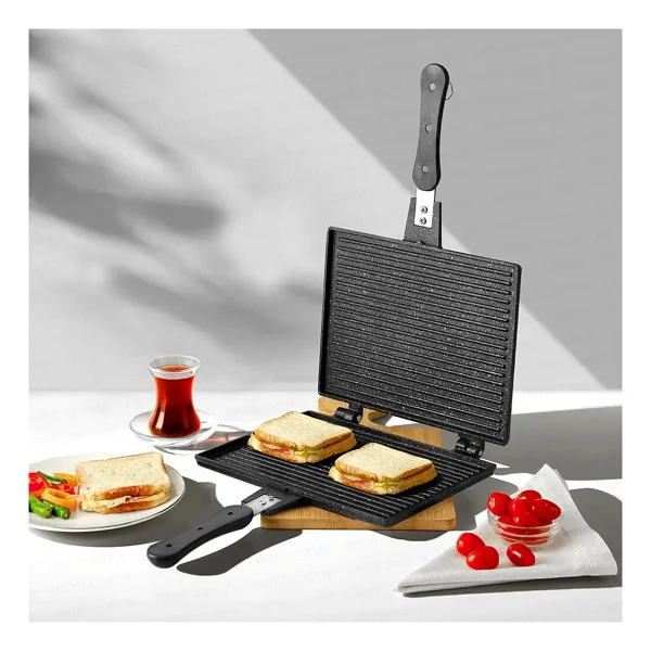 Nehir Döküm Maxi Büyük Teflon Ocak Üstü Tost Makinası - El Tostu - Görsel 7
