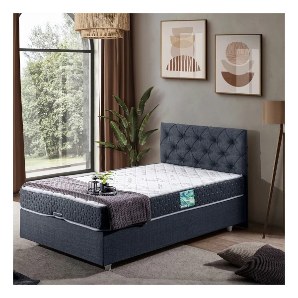 Setay Eylül Tek Kişilik Baza Başlık Comfort Yatak Seti - Lacivert - 90 x 190 cm - Görsel 5