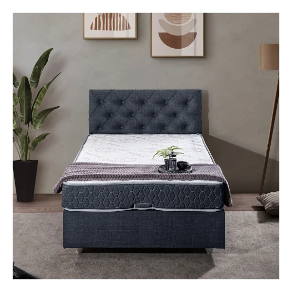 Setay Eylül Tek Kişilik Baza Başlık Comfort Yatak Seti - Lacivert - 90 x 190 cm - Görsel 2