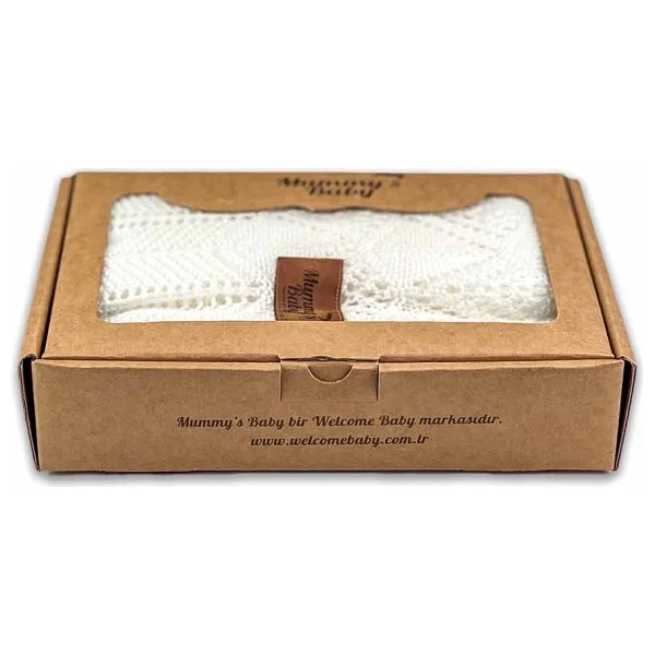 Mummy's Baby Tencel Örgü Dantel 80x100 cm Ekru Bebek Battaniyesi - Görsel 7