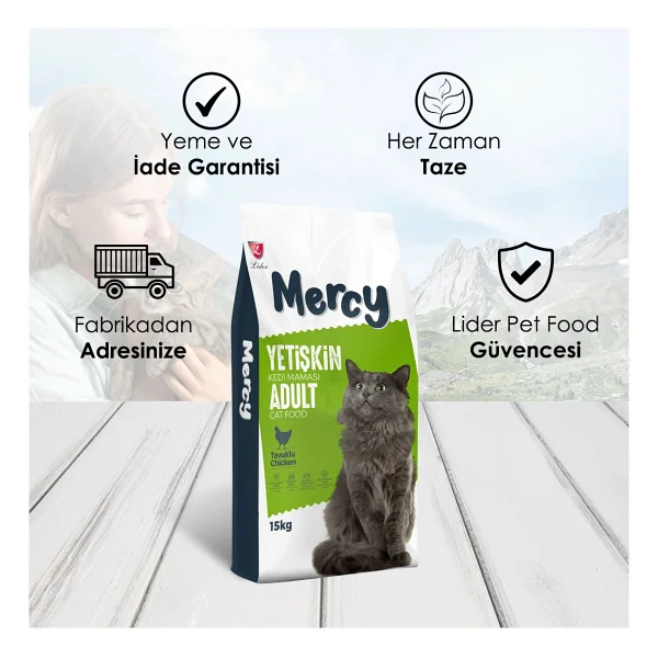 Mercy Tavuklu 15 kg 2'li Paket Yetişkin Kedi Maması - Görsel 3