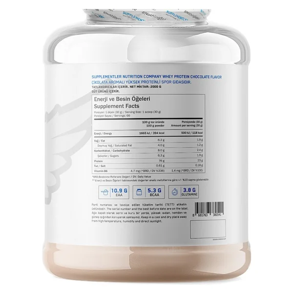Supplementler 2000 gr Çikolata Aromalı Whey Protein Tozu - Görsel 3