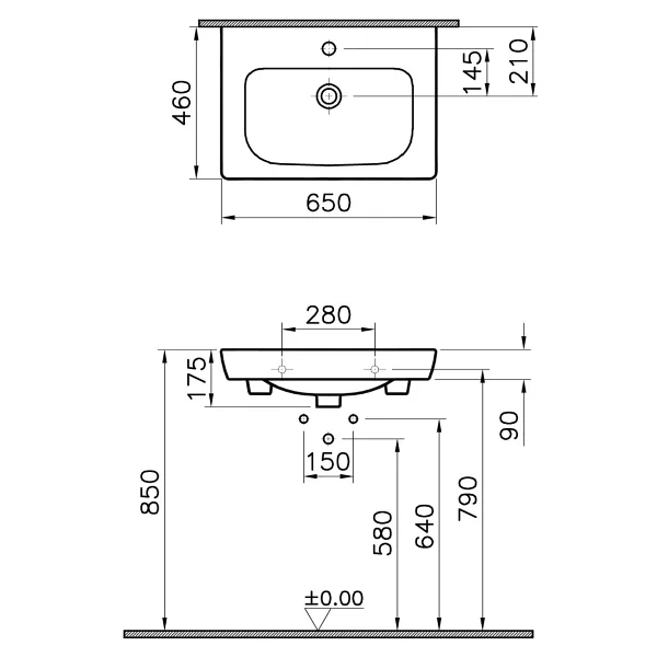 VitrA S20 5522B003-0001 Etajerli Beyaz Seramik Lavabo - Görsel 2