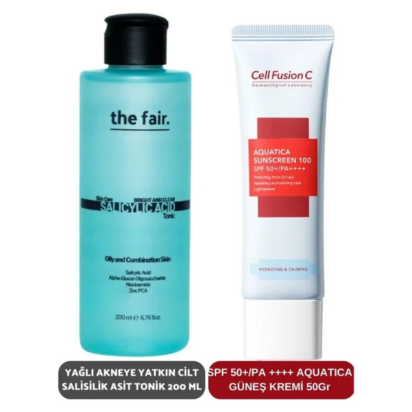 the fair. Yağlı Akneye Yatkın Cilt Salisilik Asit Tonik 200 ml ve SPF 50+/PA Aquatica Güneş Kremi 50 ml - Görsel 3
