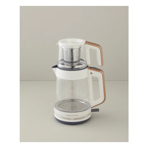 English Home CMK 6001 1900 W Beyaz Bakır Cam Çay Makinesi - Görsel 2