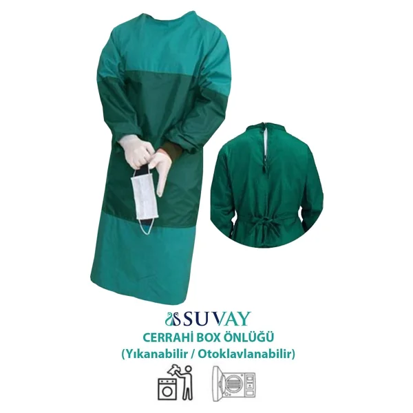 SUVAY Cerrahi Box Önlüğü Ameliyathane Doktor Boks Yıkanabilir Çok Kullanımlık Önlük - Görsel 7