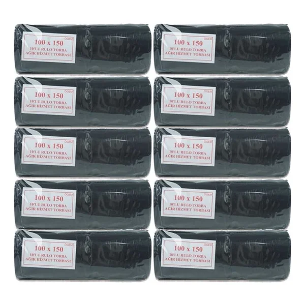Ögem Hantal Boy Çöp Poşeti (100 x 150 Cm) 10 Lu Rulo x 10 Paket Çöp Torbası Siyah - Görsel 2