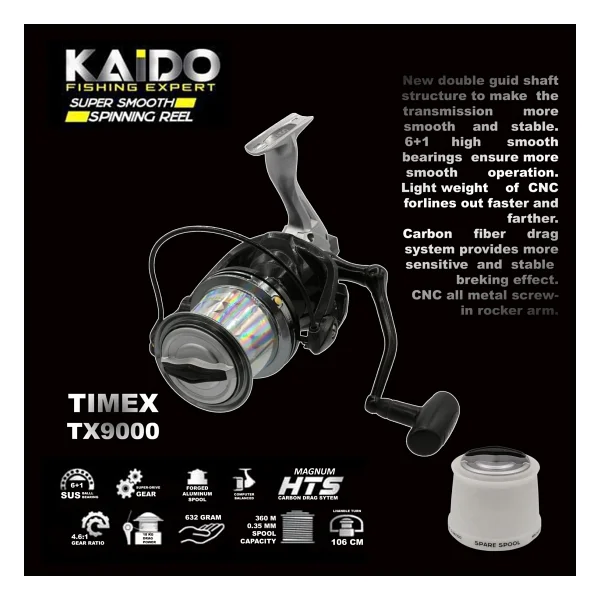 Kaido Timex 9000 6+1 BB Surf Olta Makinesi - Görsel 2