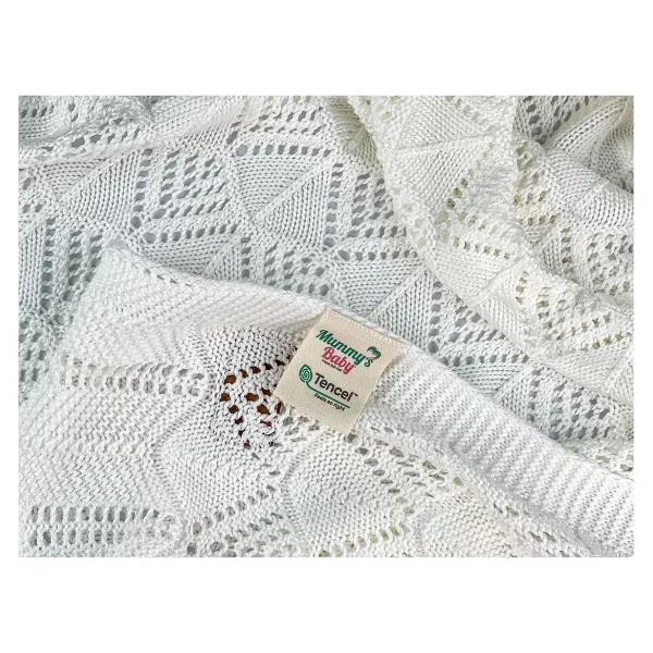 Mummy's Baby Tencel Örgü Dantel 80x100 cm Ekru Bebek Battaniyesi - Görsel 8