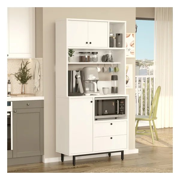 Robin Home Lounge Kahve Köşesi Çok Amaçlı Dolap Mutfak Dolabı Beyaz - Görsel 2