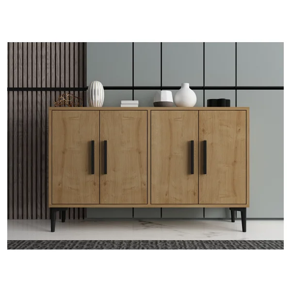Sert Mobilya Rae Konsol, Tv Sehpası, Mutfak Dolabı, Kahve Köşesi, Çok Amaçlı Dolap - 120 CM - Meşe - Görsel 6