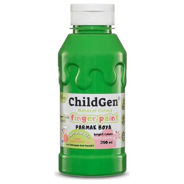 ChildGen Süper Yıkanabilir 350 ml Yeşil Parmak Boya - Görsel 4