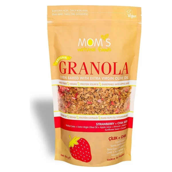 Mom's Natural Foods Çilekli ve Chialı Granola 280 gr - Görsel 5