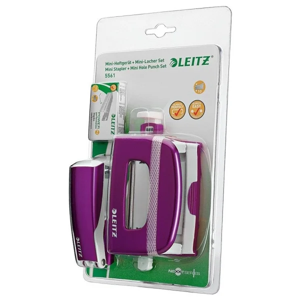 Leitz 5561 Wow Mini Metalik Mor Zımba Delgeç Seti - Görsel 2