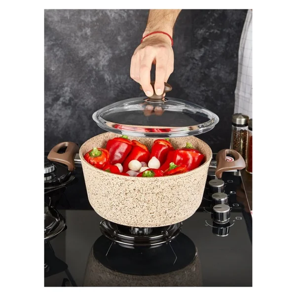Falez Creamy 28 cm Derin Granit Tencere - Görsel 6