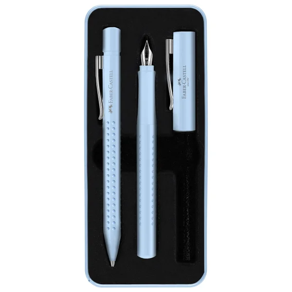 Faber-Castell Grip 2011 Gök Mavisi XB Tükenmez Kalem ve M Uçlu Dolma Kalem Kutulu Hediye Seti - Görsel 6